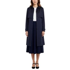 Dawn Levy Navy Maddy Robe‎ Trench Coat Size S